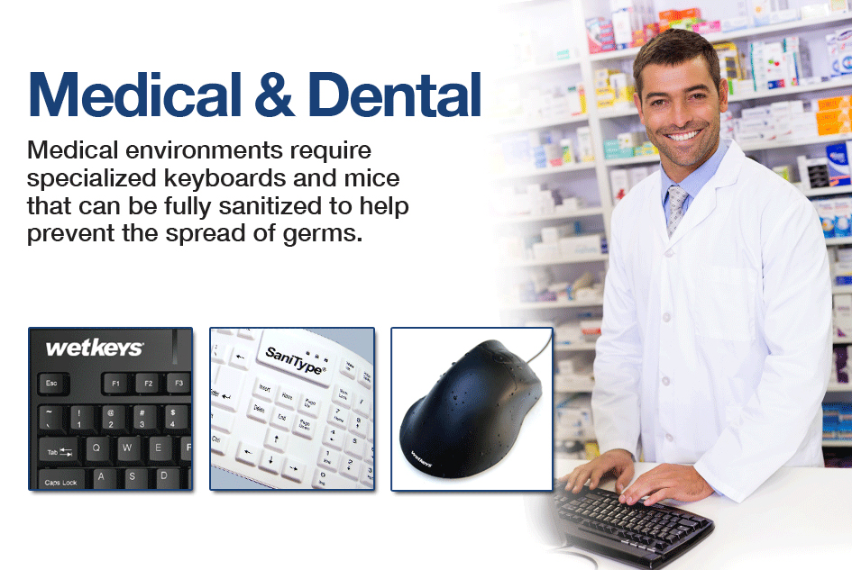 Medical, Dental and Hygienic Computer Keyboards and Mice for Infection Prevention