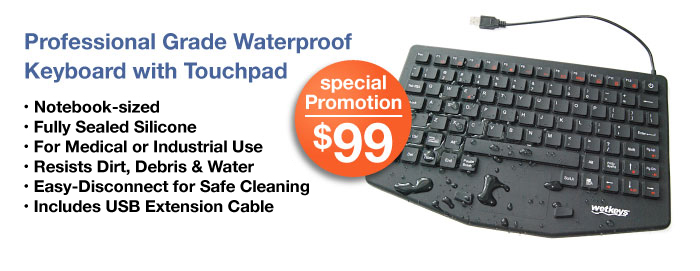 Medical & Industrial Waterproof Keyboard - Wash or sanitize for medical infection control & food processing