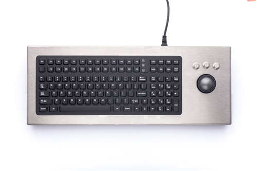 Stainless Steel Keyboard Integrated Trackball (Stainless Steel) | DT-2000-TB-USB by iKey from Washable and Waterproof Keyboards